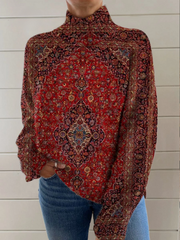 Women’s Vintage Art Print Turtleneck Sweater