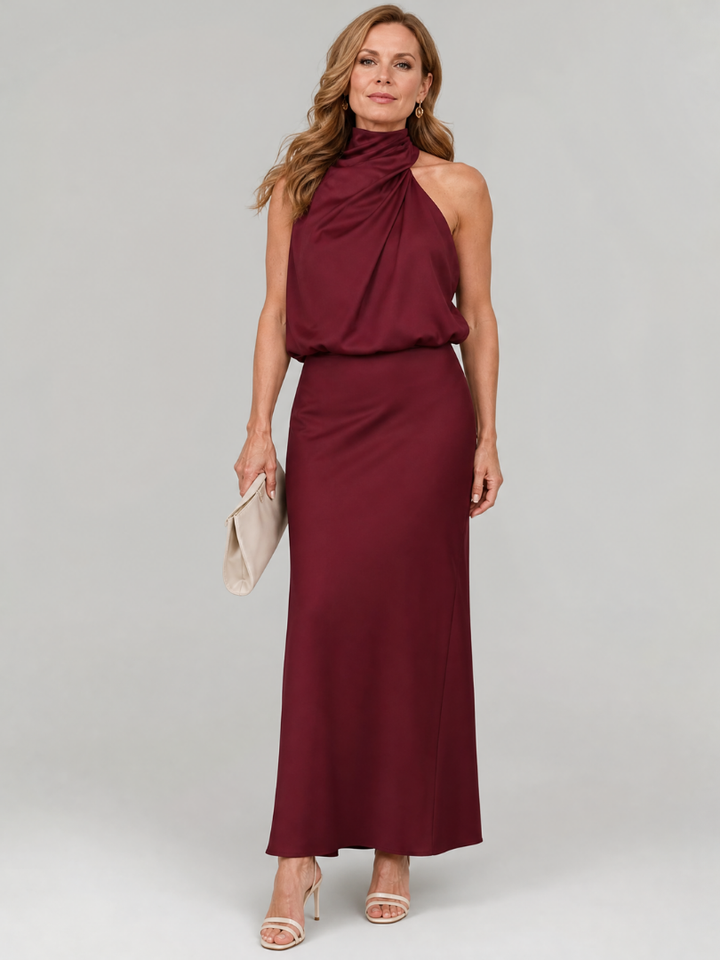 Women’s Draped Neck Midi Dress