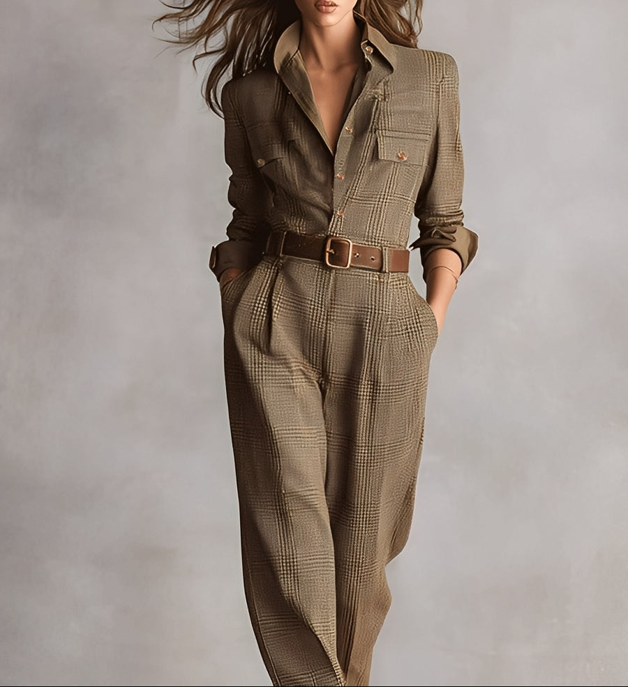 Women’s Tailored Brown Jumpsuit