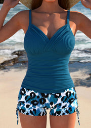 Women’s Ribbed Printed Two Piece Tankini Set