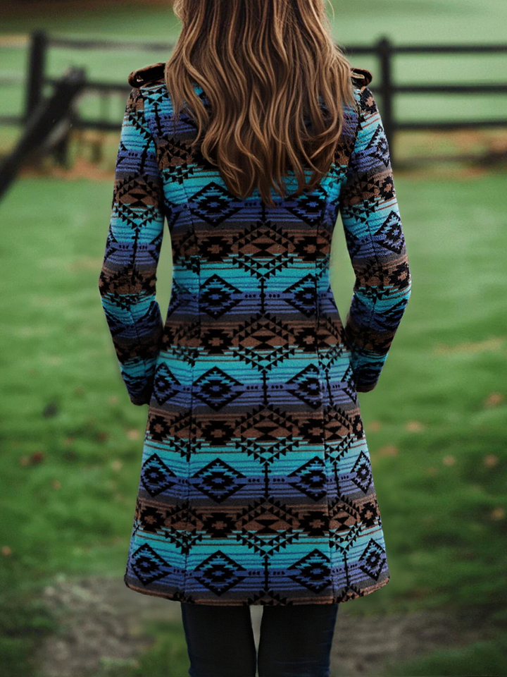 Women’s Boho Longline Tribal Print Coat