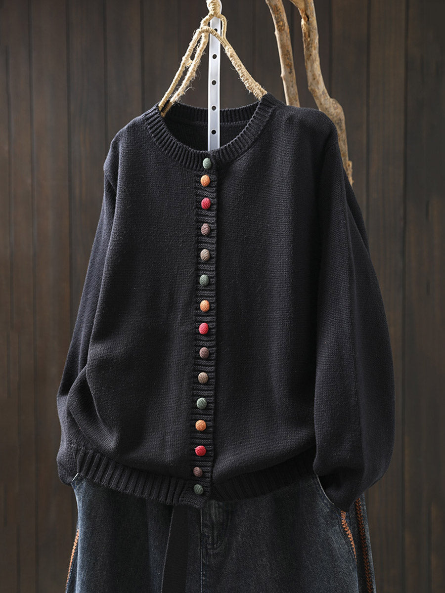 Women’s Knit Cardigan With Colorful Buttons