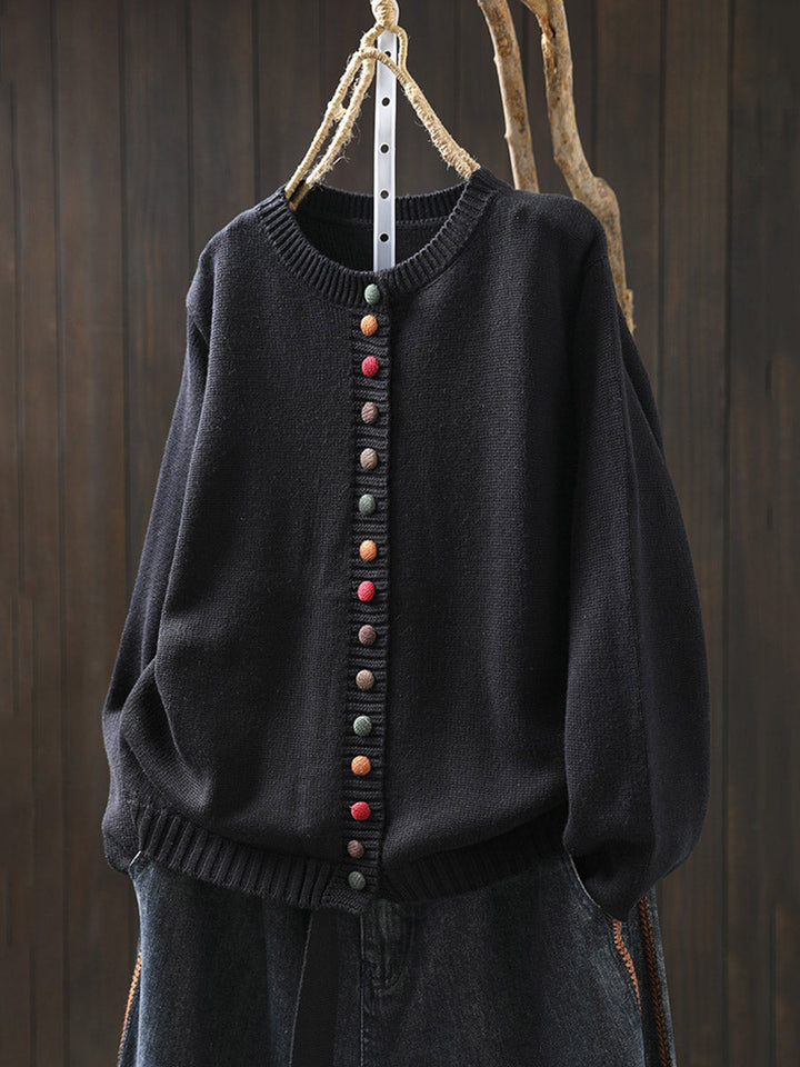 Women’s Knit Cardigan With Colorful Buttons