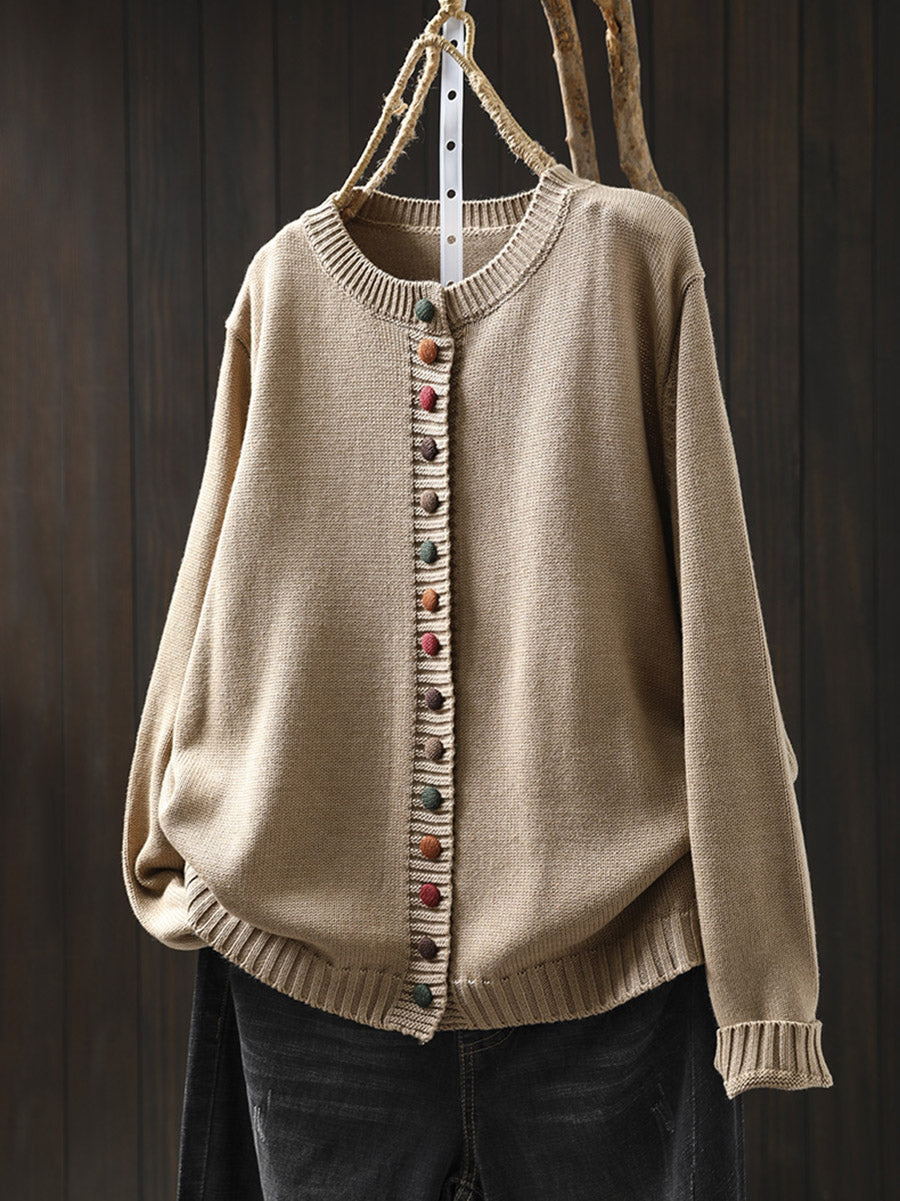 Women’s Knit Cardigan With Colorful Buttons