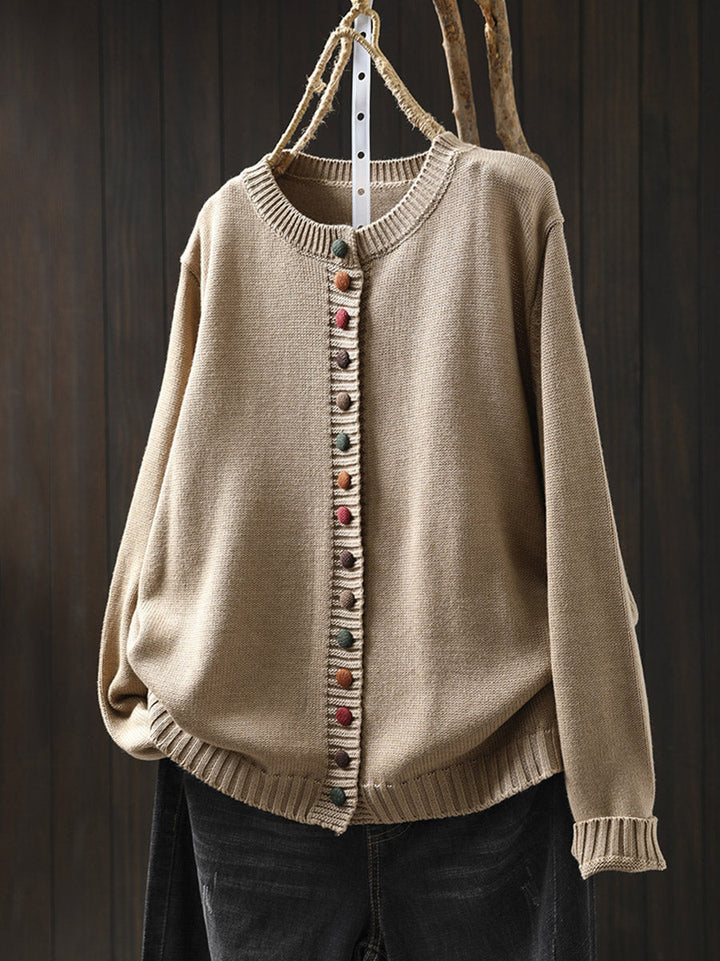 Women’s Knit Cardigan With Colorful Buttons