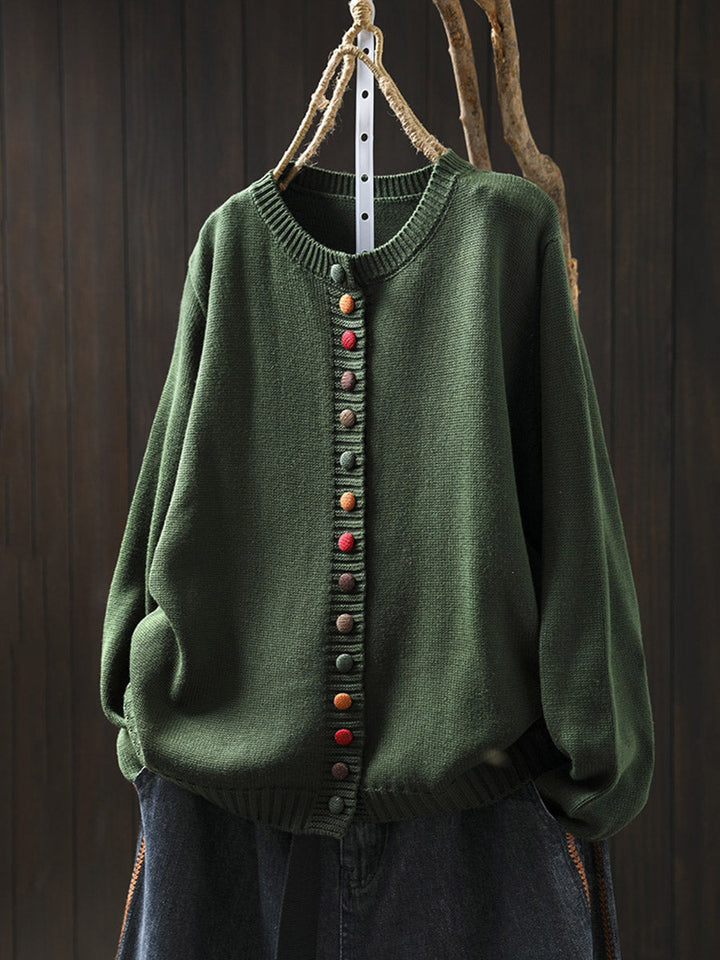 Women’s Knit Cardigan With Colorful Buttons