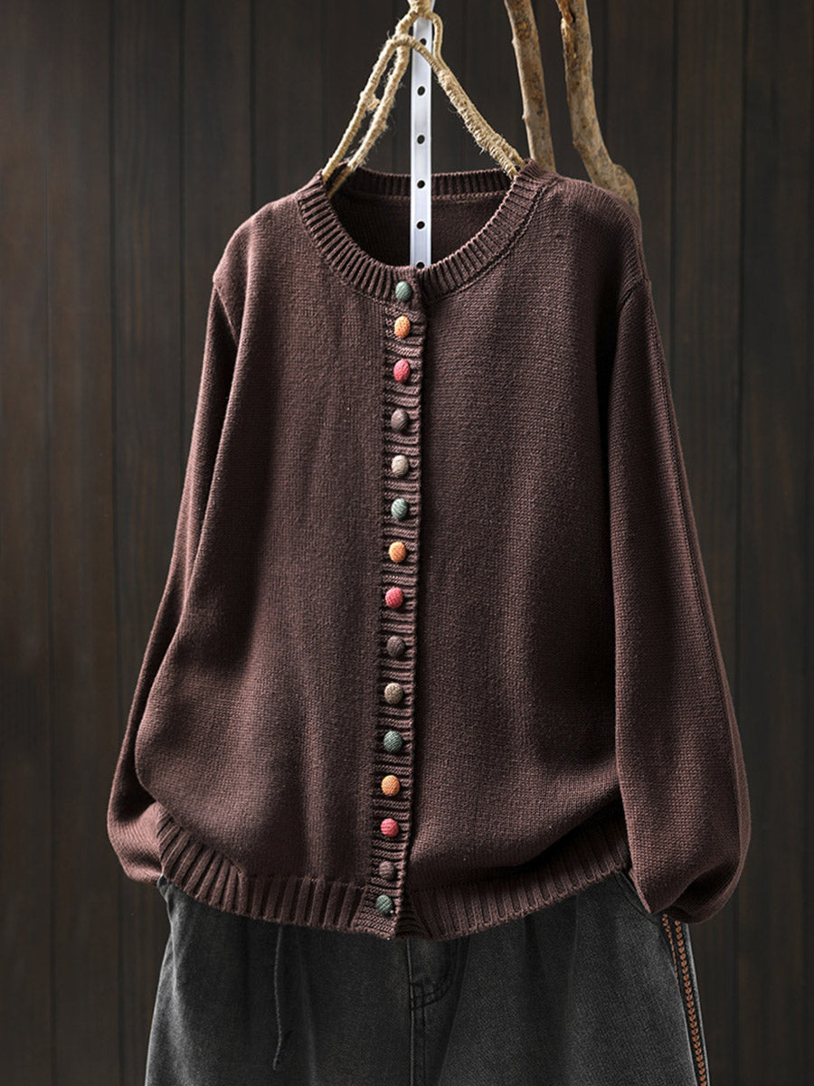 Women’s Knit Cardigan With Colorful Buttons