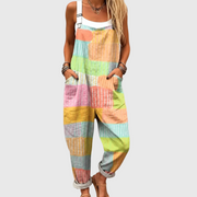 Women’s Pastel Patchwork Relaxed Fit Dungarees