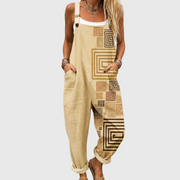 Women’s Beige Geometric Print Jumpsuit