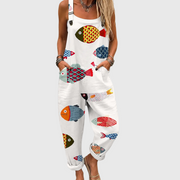 Women’s Soft Colorful Fish Print Jumpsuit