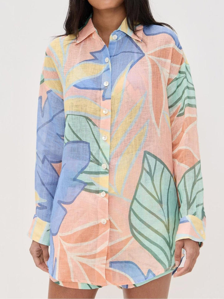 Women’s Tropical Leaf Print Two-Piece Shorts Set