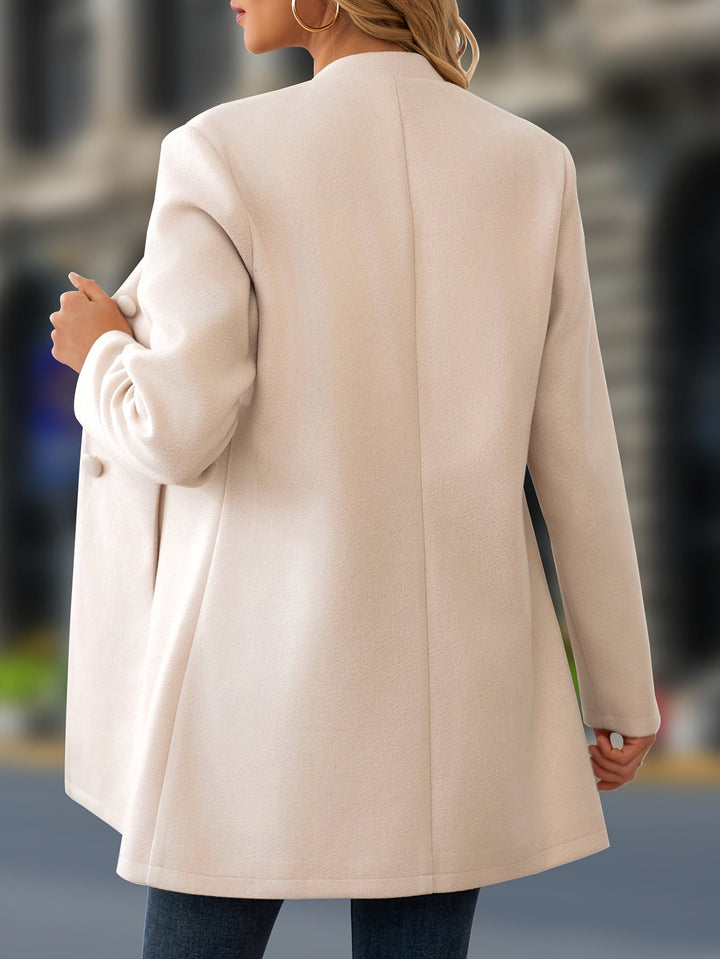 Women’s Belted Button Front Stand Collar Coat