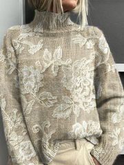 Women’s Vintage Floral Turtleneck Sweater