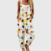 Women’s Soft Puppy Print Casual Jumpsuit
