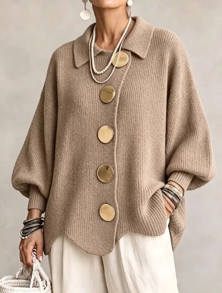 Women’s Oversized Collared Button Front Cardigan
