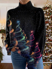 Women’s Glitter Christmas Tree Turtleneck Sweater