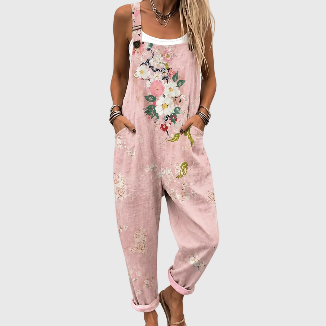 Women’s Soft Pink Floral Overalls