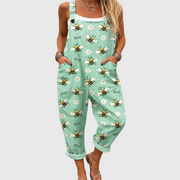 Women’s Soft Bee And Daisy Print Jumpsuit