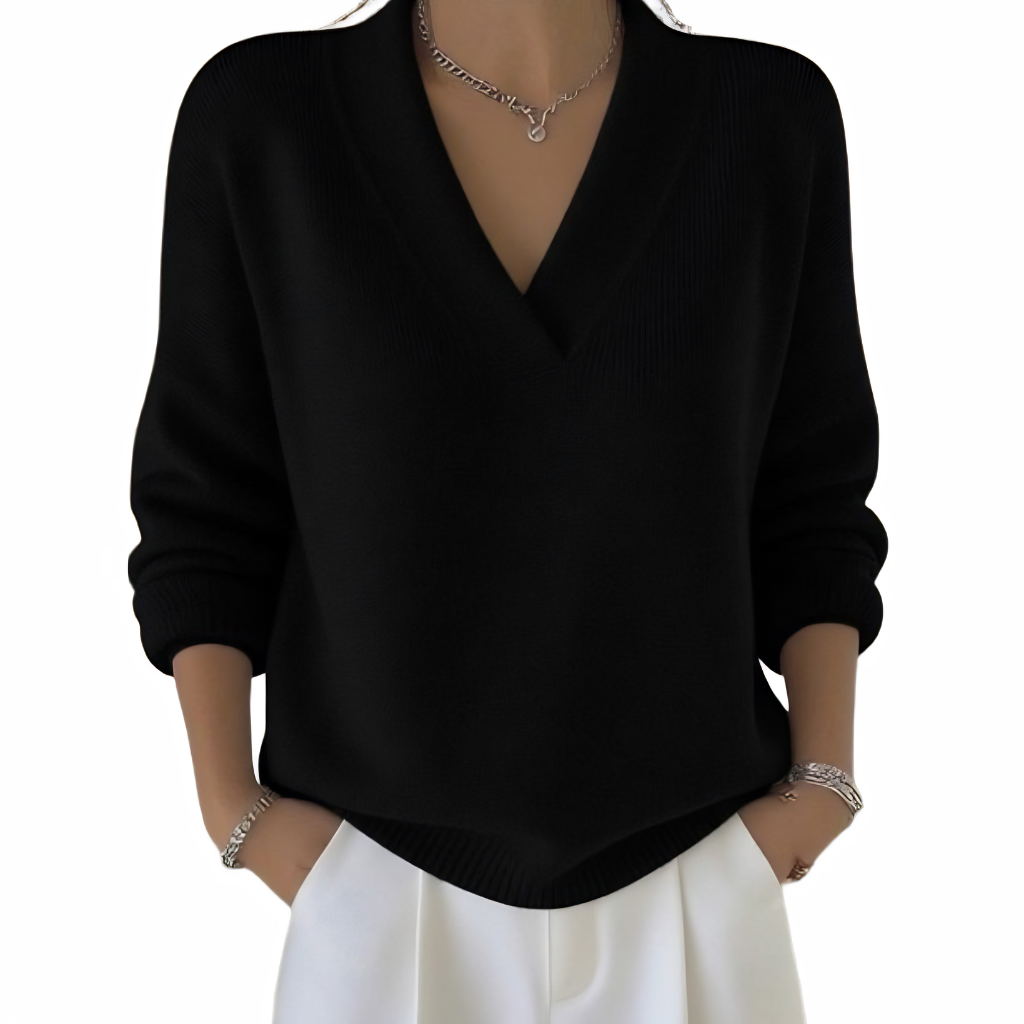 Women’s V-Neck Knit Pullover Sweater