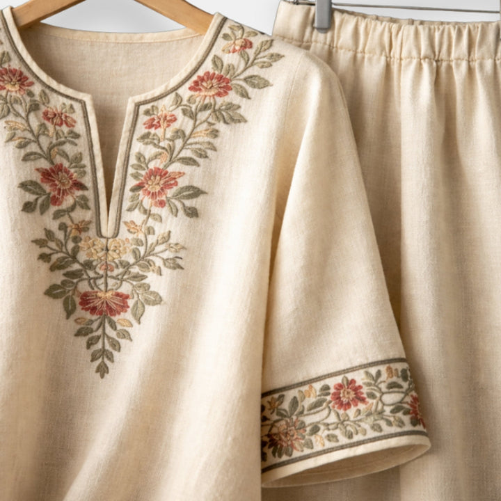 Women’s Embroidered Two-Piece Tunic and Pants Set
