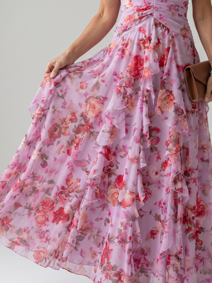 Women’s Halter Ruffle Floral Maxi Dress