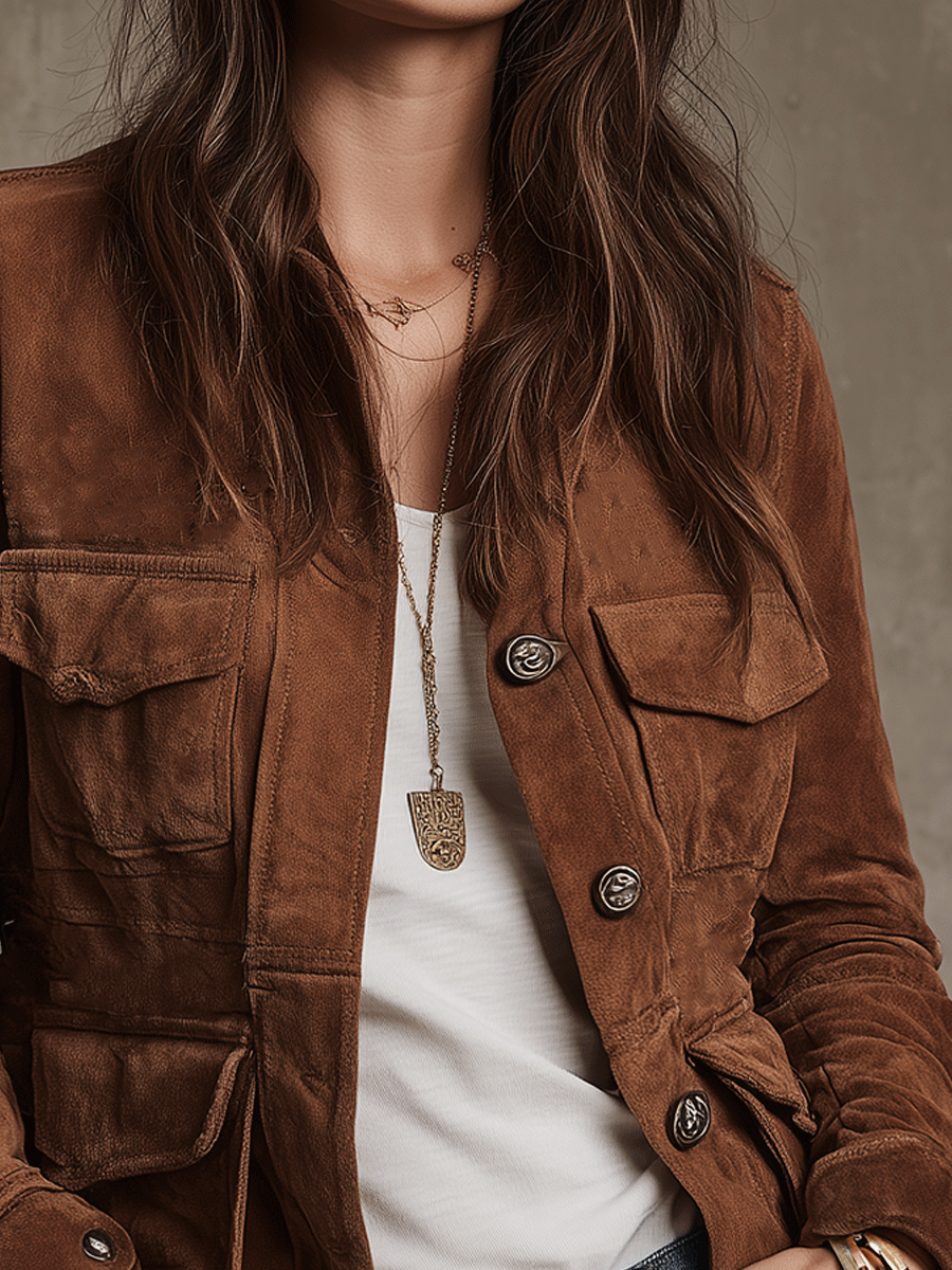 Women’s Vintage Brown Utility Jacket