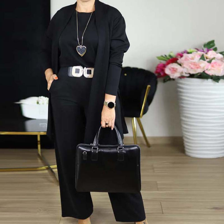 Women’s Elegant Longline 3-Piece Cardigan Top And Pants Set
