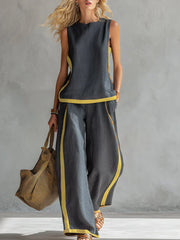 Women’s Two-Tone Tailored Two-Piece Vest And Pants Set