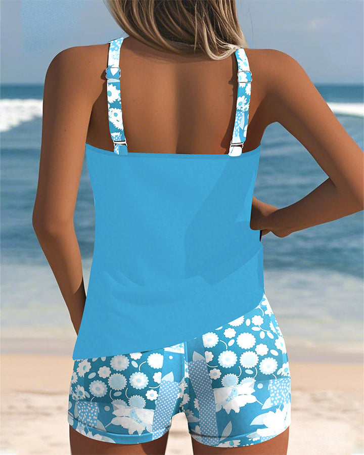 Women’s Printed Two Piece Tankini Shorts Set