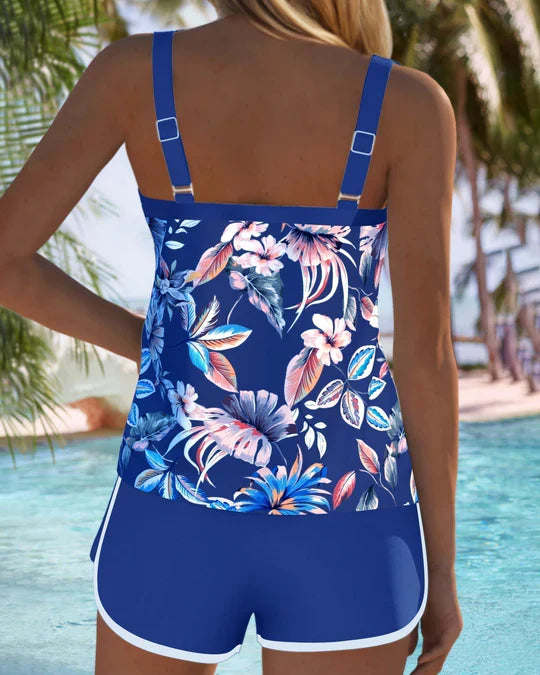 Women’s U-Neck Printed Two-Piece Tankini Set