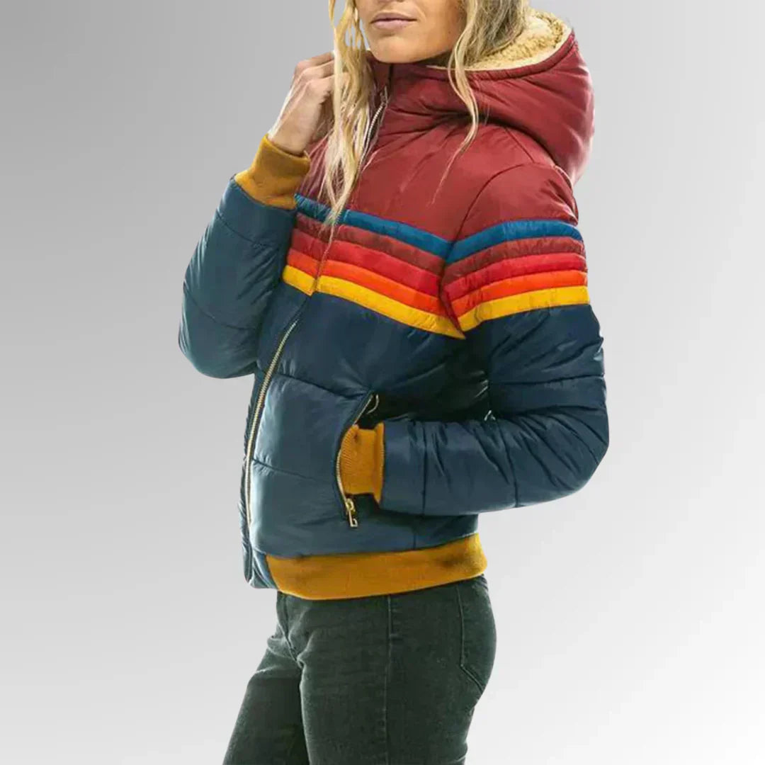 Women’s Retro Striped Puffer Jacket