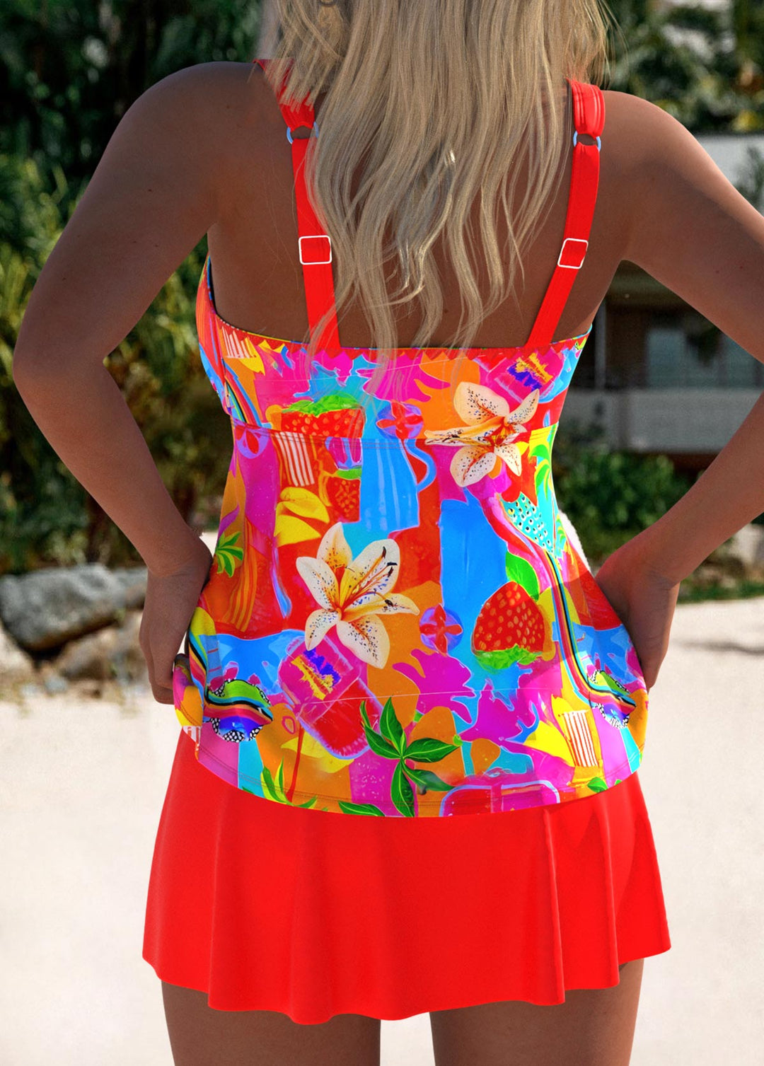 Women’s Chic Floral Tankini Swim Dress