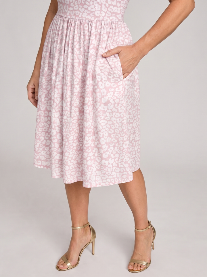 Women’s Square Neck Floral Print Knee Length Dress
