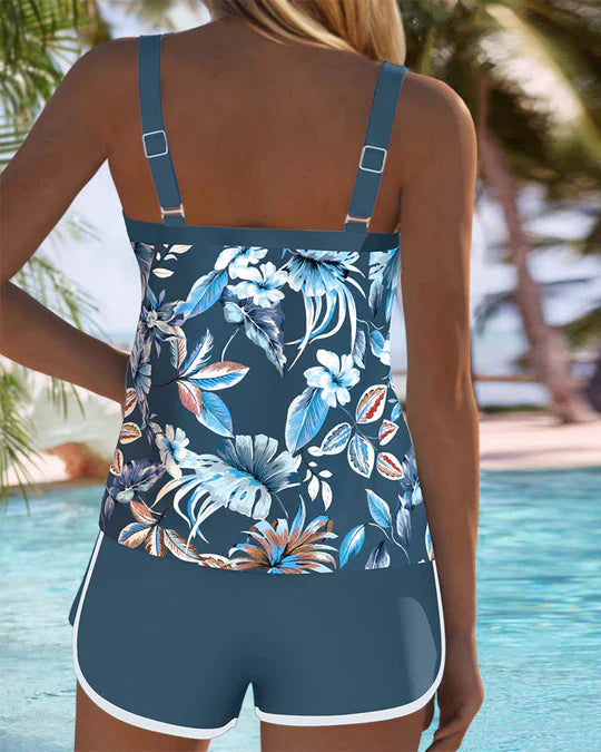 Women’s U-Neck Printed Two-Piece Tankini Set