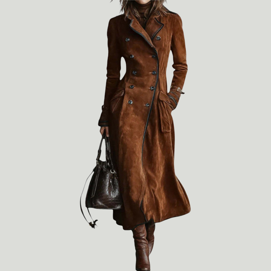 Women’s Long Double Breasted Belted Trench Coat