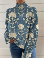 Women’s Floral Print Turtleneck Sweater