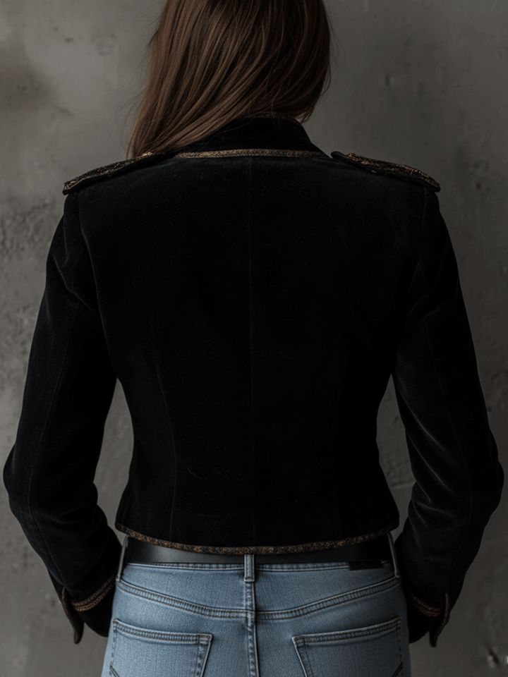 Women’s Black Military Gold Button Blazer