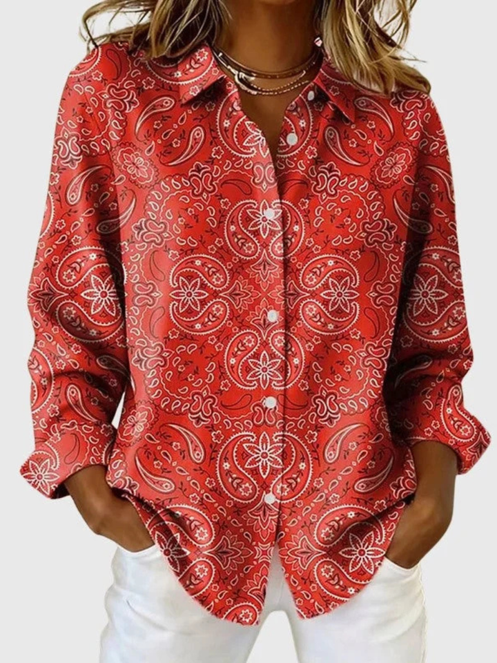 Women’s Paisley Print Button Down Blouse