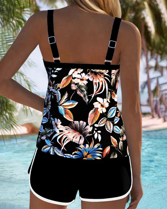 Women’s U-Neck Printed Two-Piece Tankini Set
