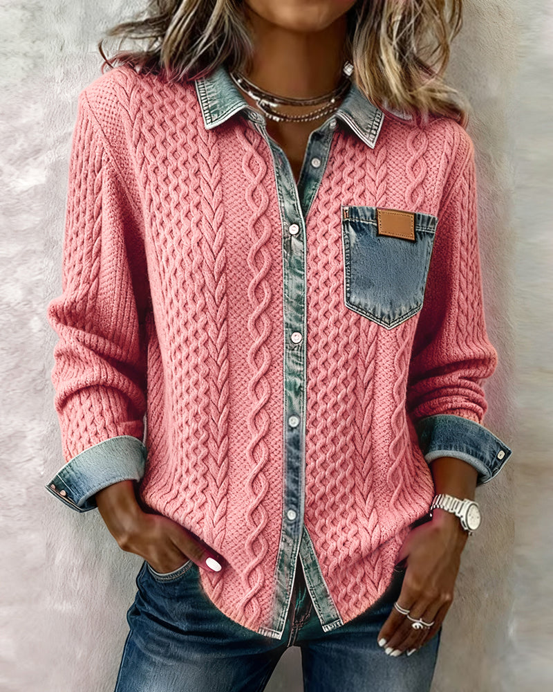 Women’s Soft Patchwork Button Up Shirt