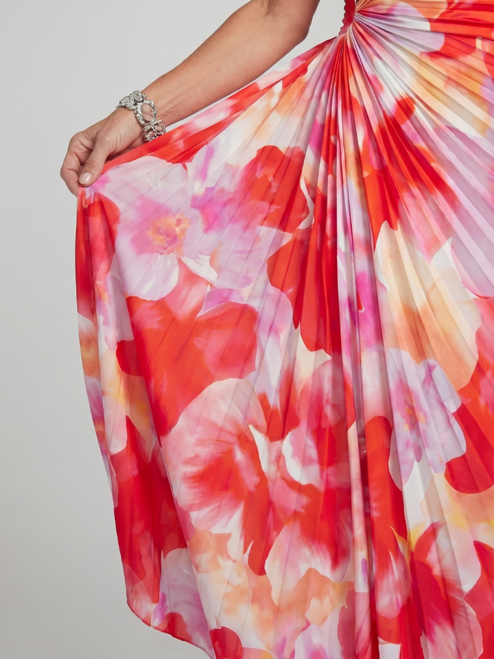Women’s One Shoulder Pleated Midi Dress