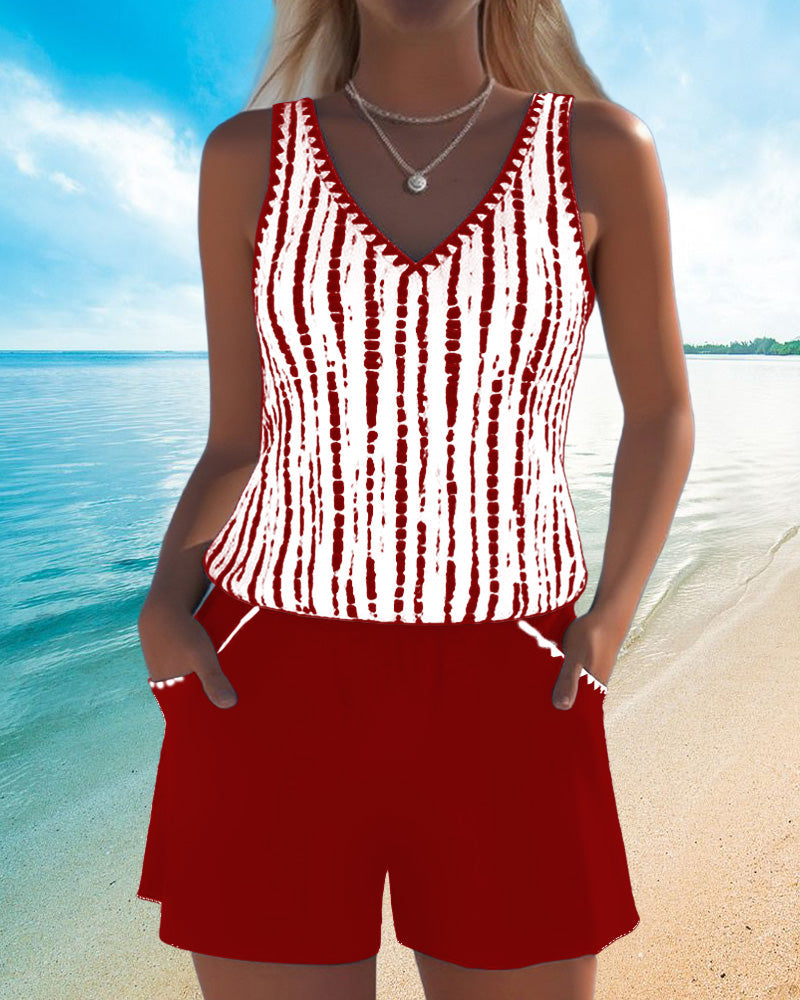Women’s Two-Piece Swim Shorts Tankini Set