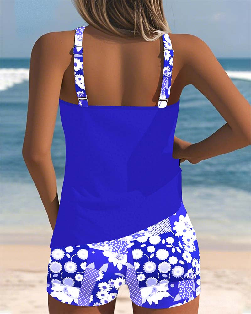 Women’s Printed Two Piece Tankini Shorts Set