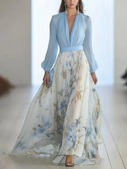 Women’s Floral Print V-Neck Maxi Dress