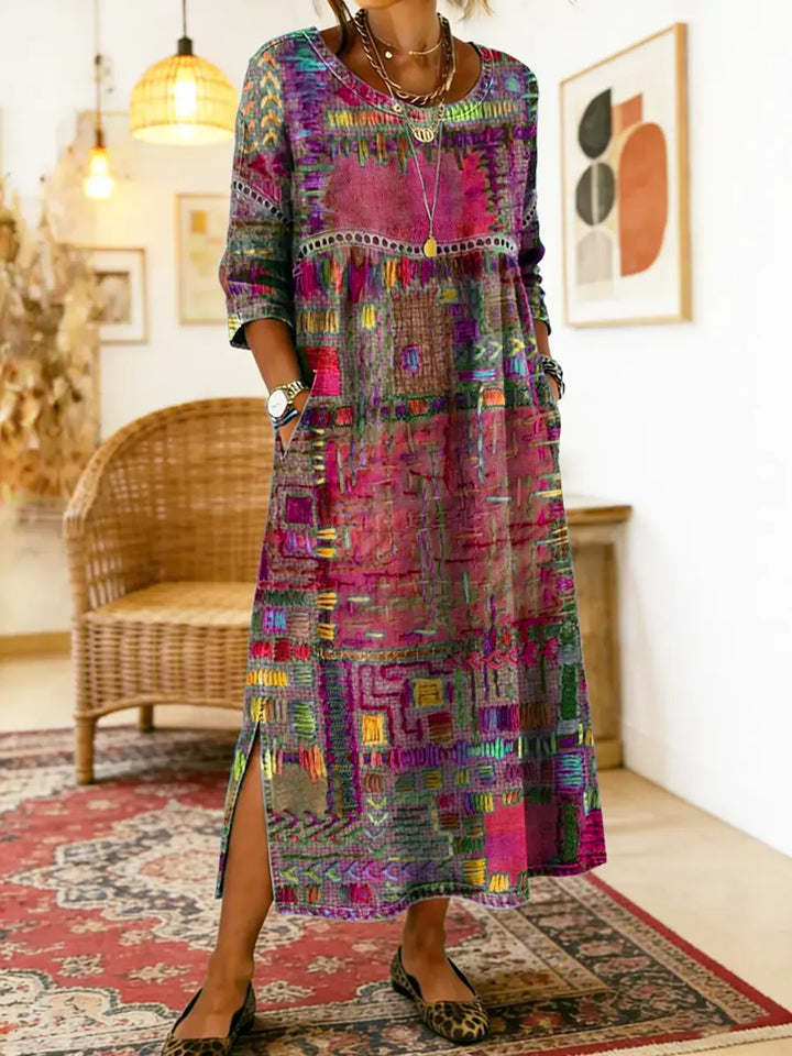 Women’s Boho Patchwork Printed Dress