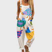Women’s Soft Colorful Chicken Print Jumpsuit