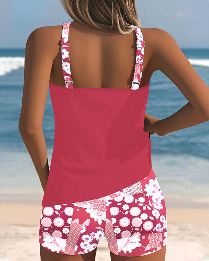 Women’s Printed Two Piece Tankini Shorts Set