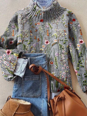 Women’s Vintage Floral Pullover Sweater