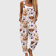 Women’s Highland Cow Floral Print Overalls
