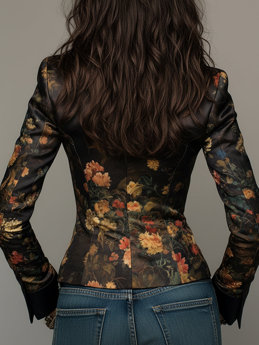 Women’s Floral Print Fitted Blazer